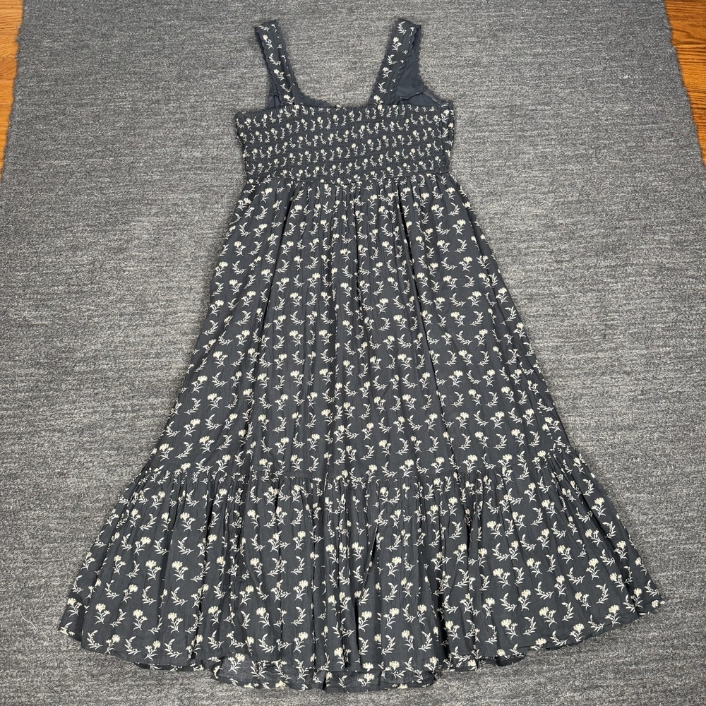 American Eagle Corset Tiered Midi Dress Women Large Gray Floral Milkmaid Cottage - Picture 3 of 13